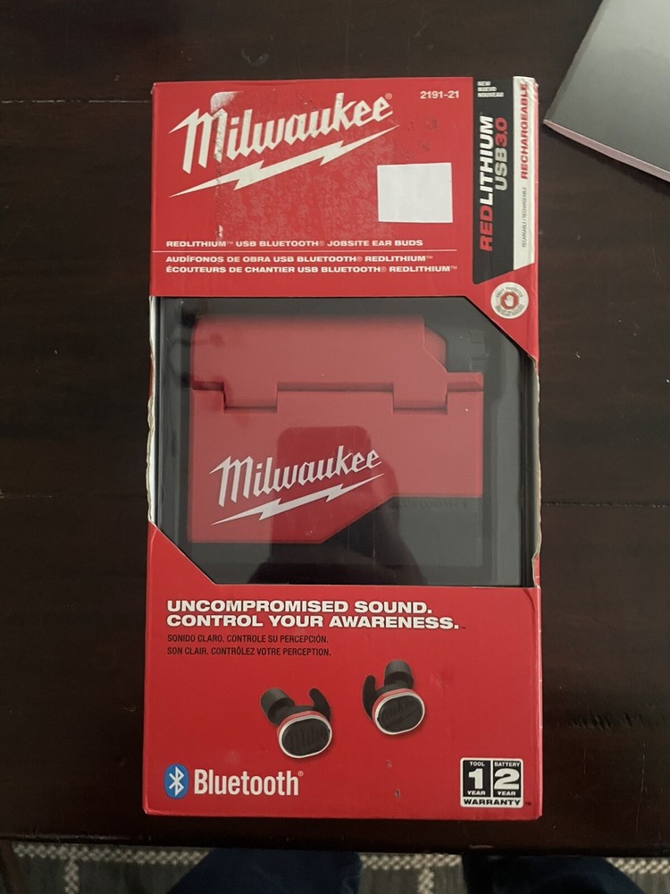 Milwaukee 2191-21 Red Lithium USB Bluetooth Jobsite Ear Buds