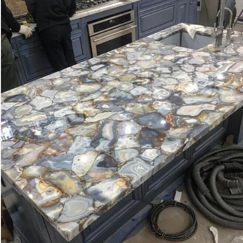 48x30 Gray Agate Slab Dining Table or Coffee Table Centerpiece