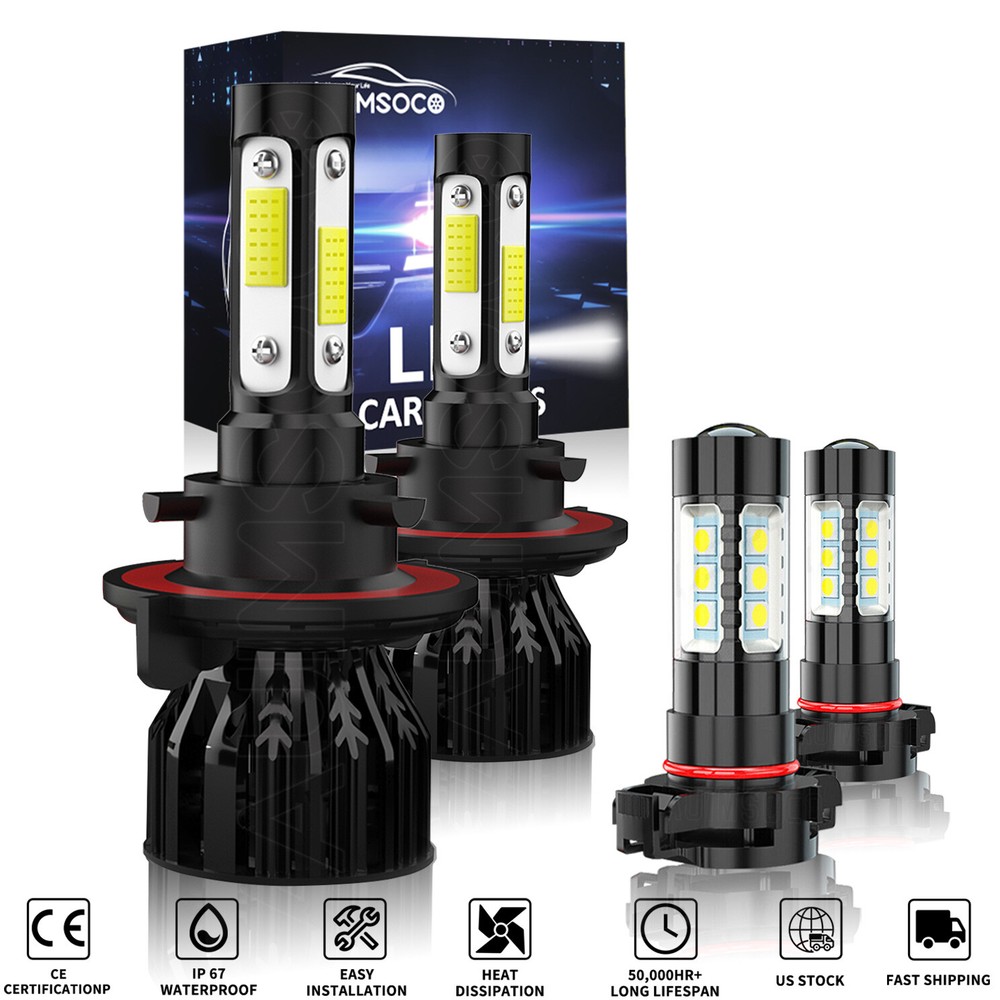 for GMC Yukon XL 1500 2007-2014 LED Headlight + Fog Light Bulbs 6000K High Low