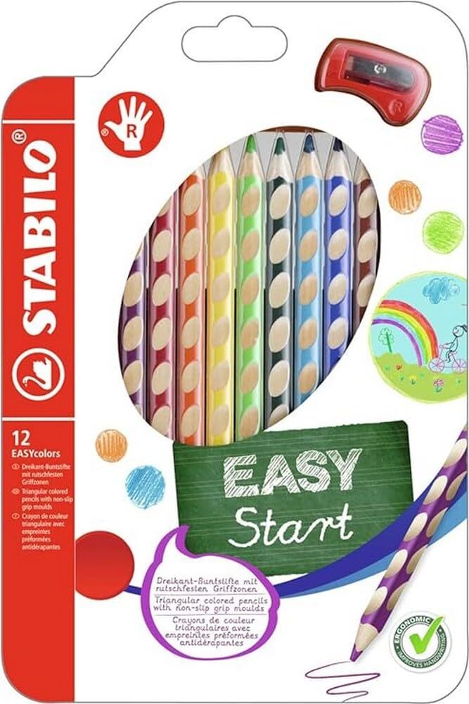 Ergonomic Colouring Pencil - STABILO EASYcolors - Right-Handed - Pack of 12 - As