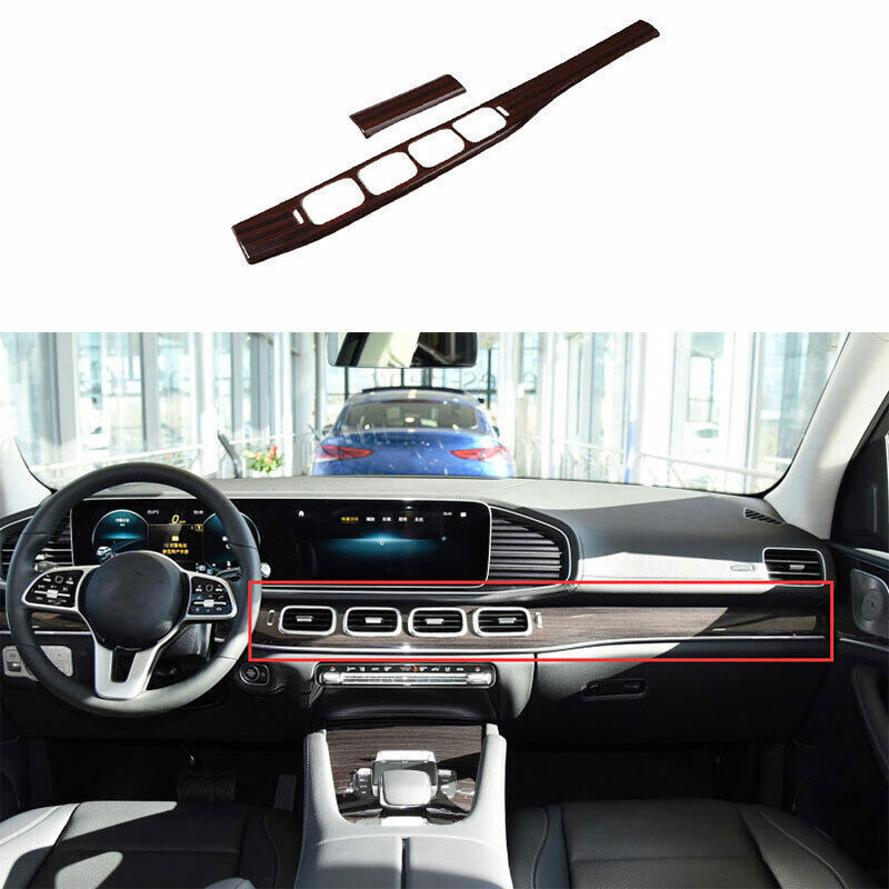 For Mercedes-Benz GLE GLS 2020-2023 Wood Grain Middle Console Dashboard Strip 2P