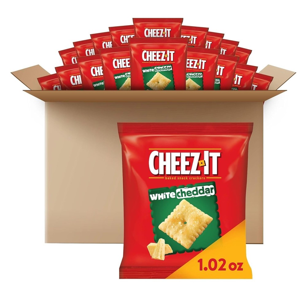 Cheese Crackers, Baked Snack Crackers, Lunch Snacks, White Cheddar (40 Packs)