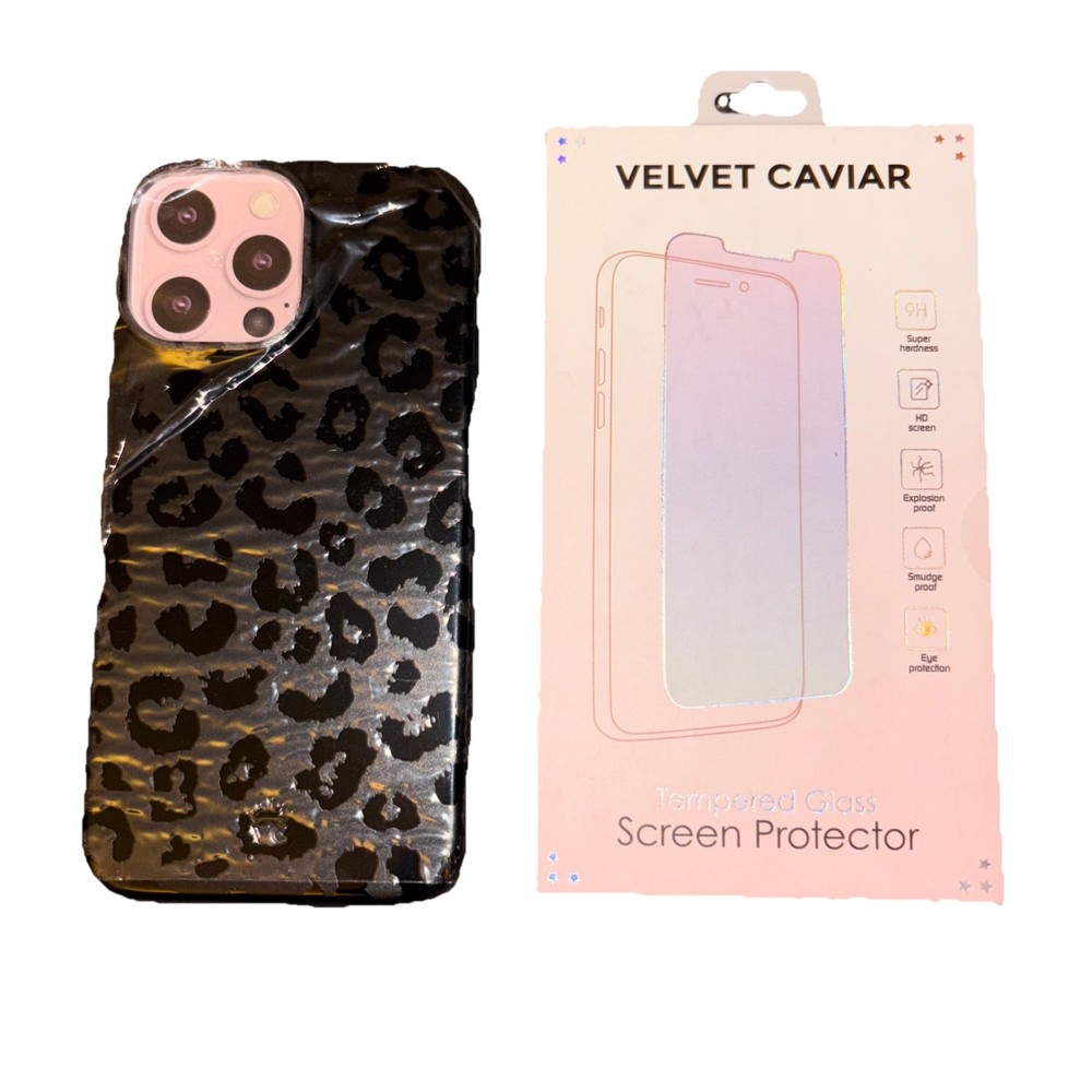 VELVET CAVIAR Black Leopard Cheetah Print Phone Case for iPhone 13 Pro Max NEW