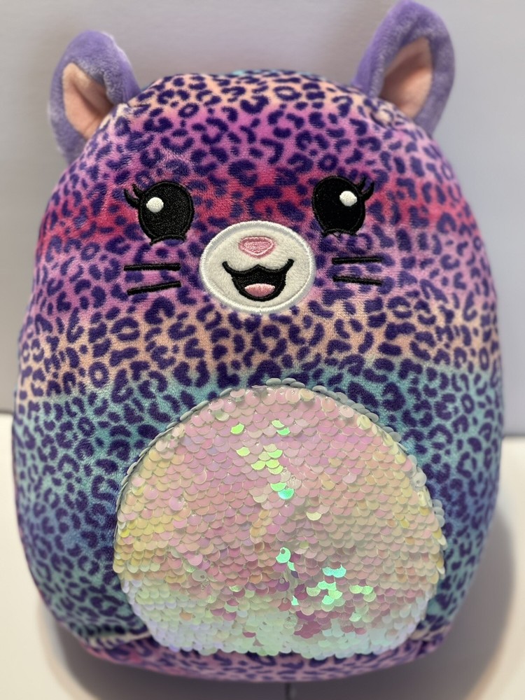 Squishmallow Kat The Leopard 8” Plush Toy Sequined Belly Stuffed Animal
