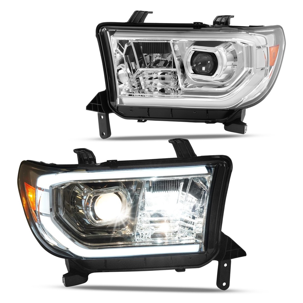 For Toyota Tundra 07-13 Sequoia 08-17 Left & Right Side Chrome LED Headlights