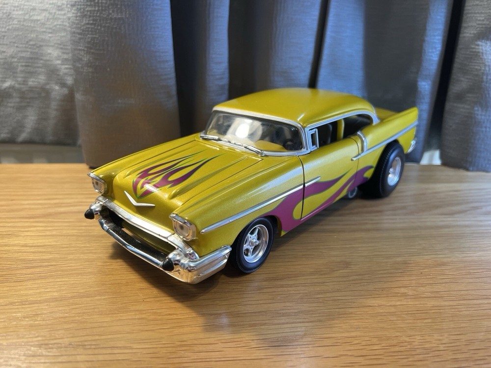 Hot Wheels 57 Chevy Custom Yellow/Gold 1:18 Scale Model