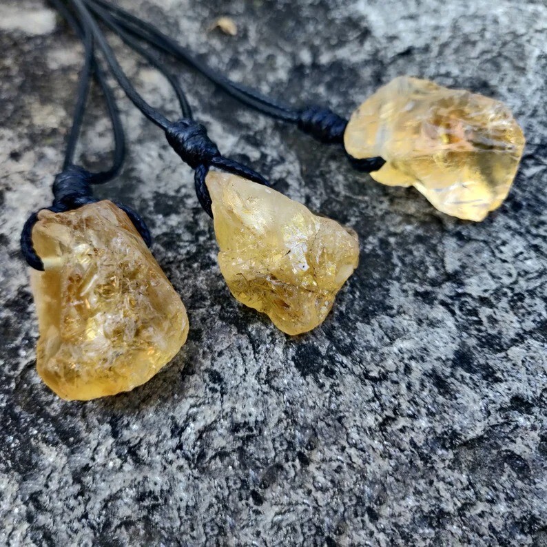 Natural Citrine Pendant Necklace for Men Women Raw Protective Gemstone Crystal