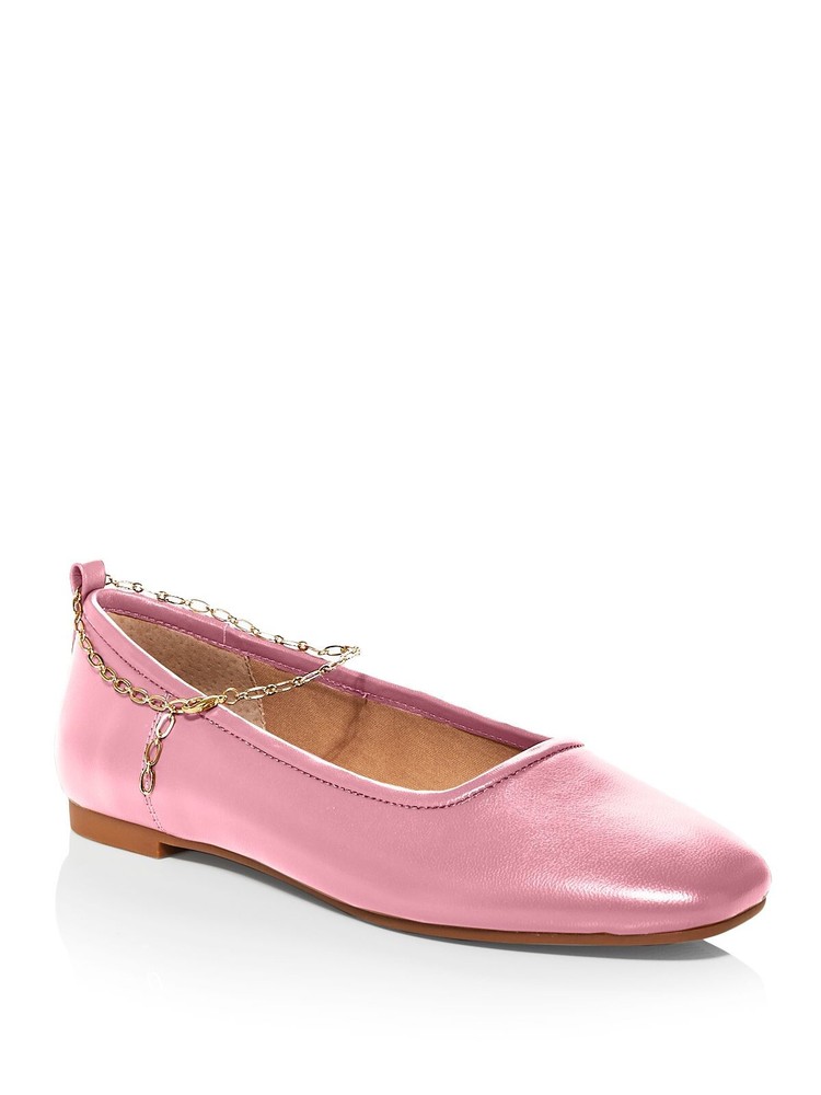AQUA Womens Pink Chain Lobster Clasp Gabby Leather Ballet Flats 8.5 M