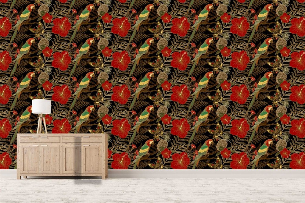 3D Flower Pineapple Parrot Pattern Wall Murals Wallpaper Murals Wall Sticker