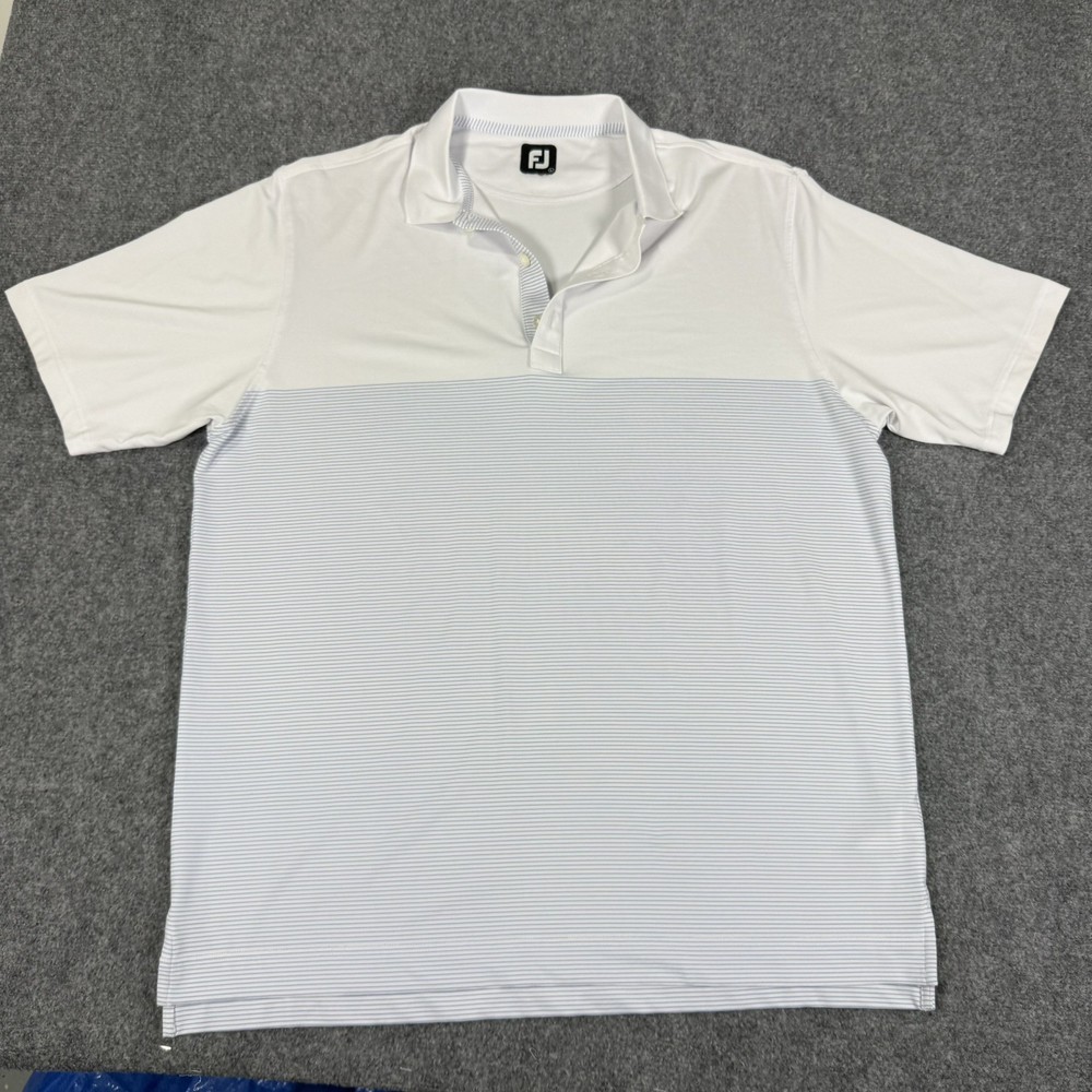 FootJoy Golf Polo Shirt Mens XL ProDry Blue White Striped Performance