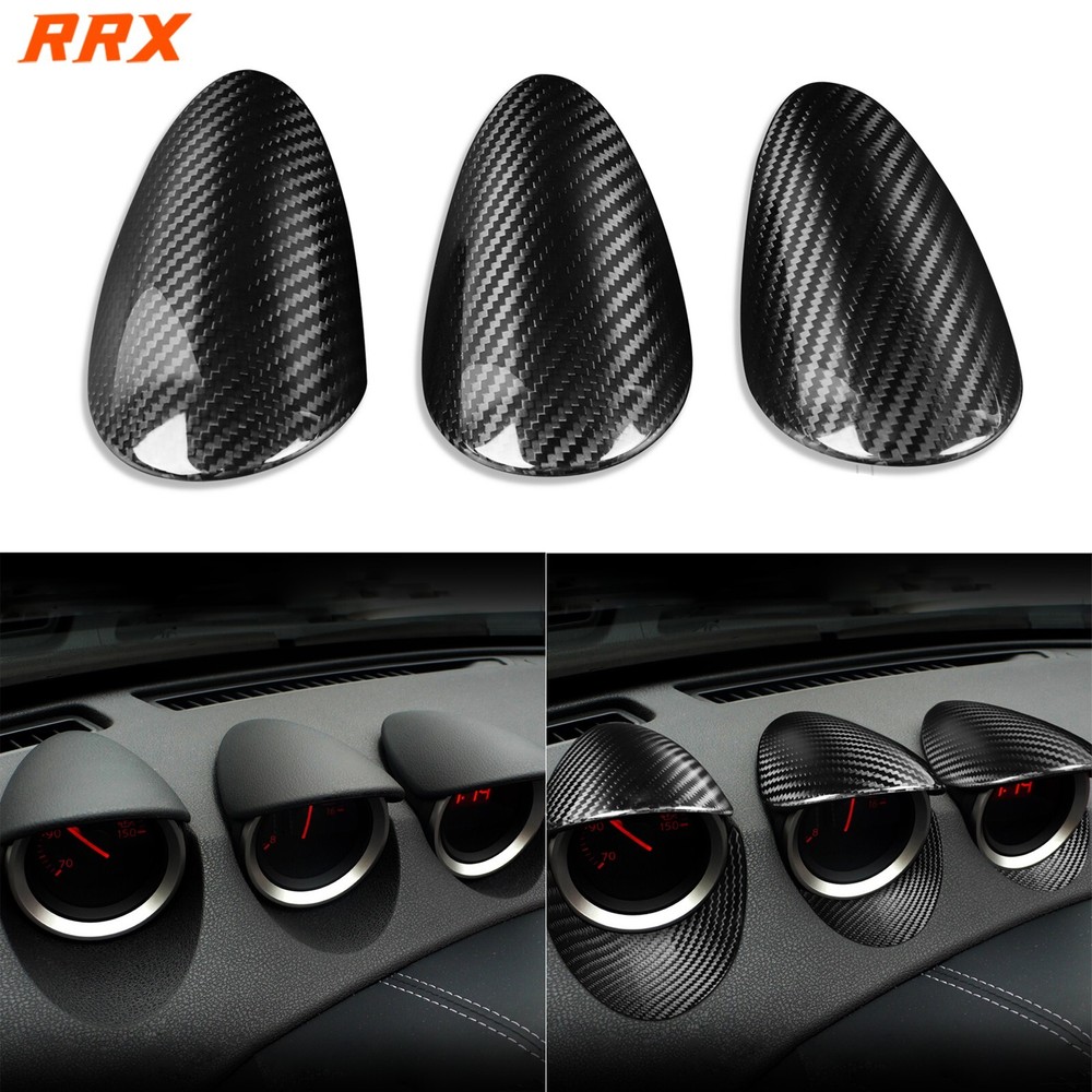 Real Dry Carbon Fiber Dashboard Gauge Pod Cover Trim For Nissan 370Z Z34 2009-21
