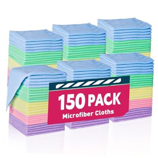 150-Pack Bulk Microfiber Cleaning Cloths for Cars & Multi-Surface Use