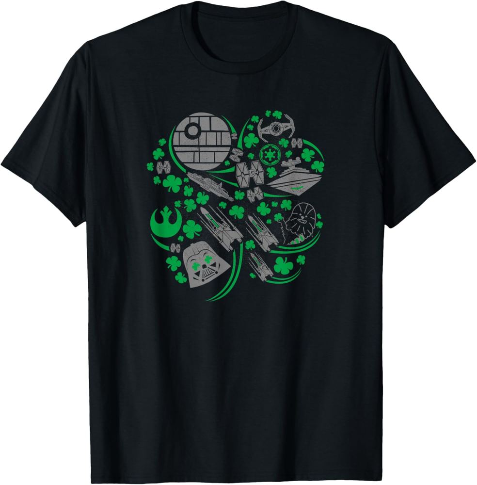 Star Wars Icons Lucky Green 4-Leaf Clover St. Patrick's Day T Shirt