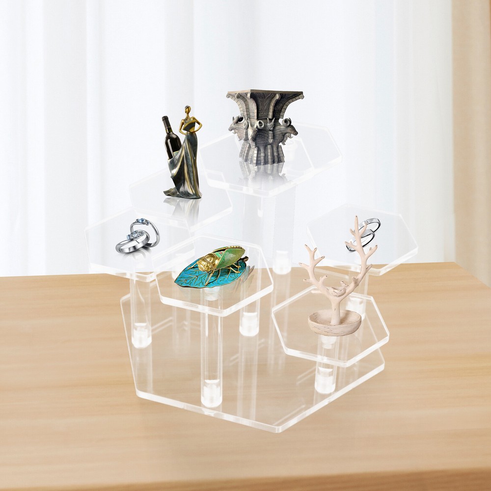 7-Tier Acrylic Clear Display Shelf Perfume Organizer For Cologne Cupcake Holder