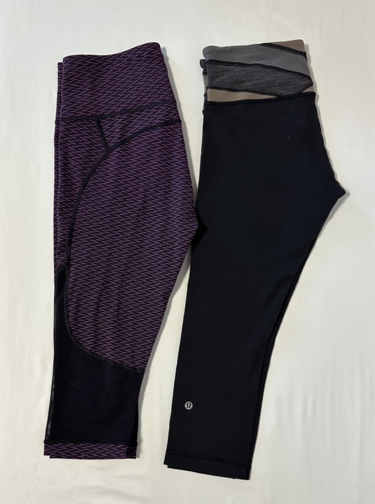 Lot of 2 Lululemon Women's Leggings Mixed Styles Cropped Size 8 Multicolored