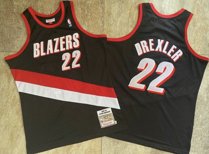 Portland Trailblazers Clyde Drexler black regular season basketball retro jersey