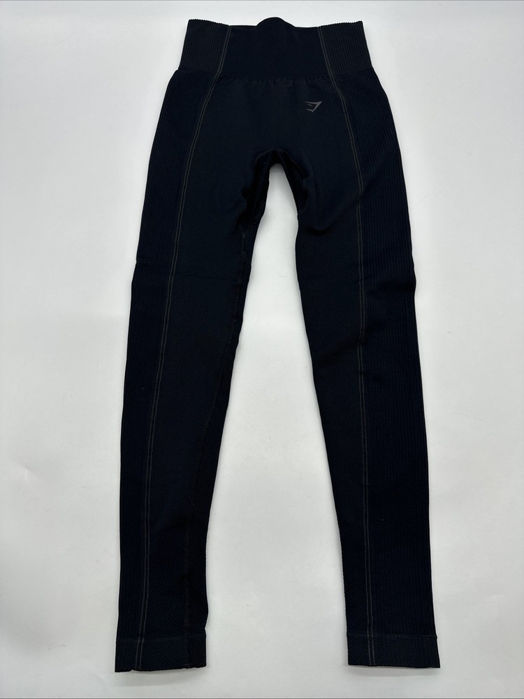 Gymshark Women XS Black Solid Logo Leggings #32054