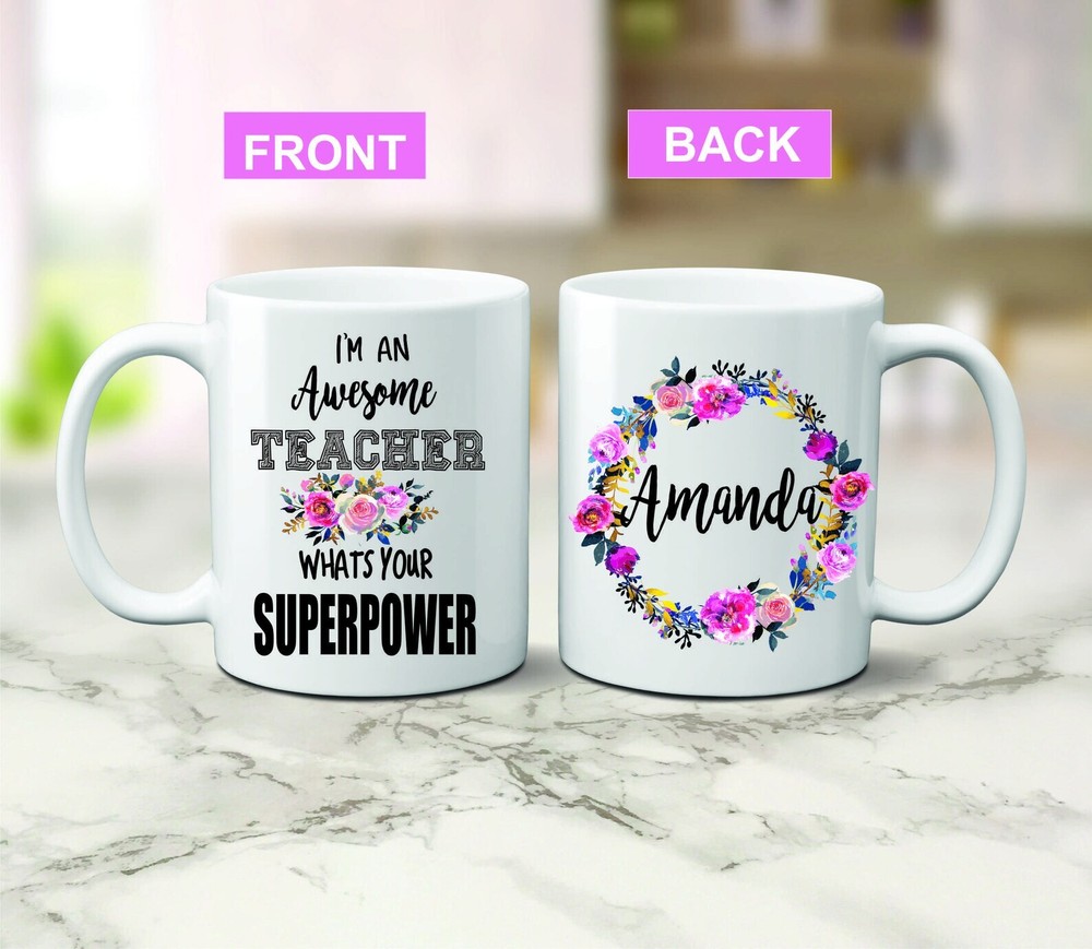 Teacher Mug Thank You Teacher Personalized Teacher Mug Teacher Christmas Gift Aw