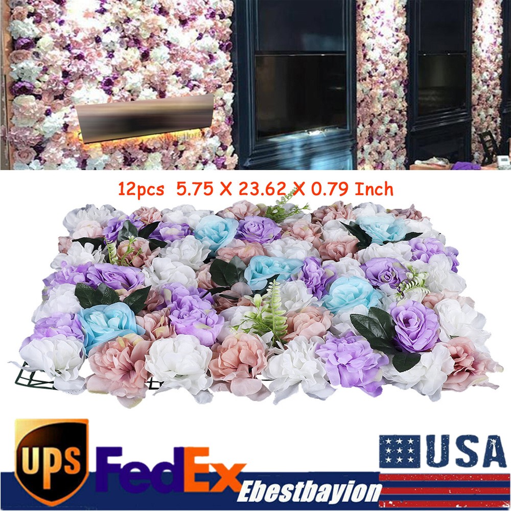 12x Wedding Artificial Flower Wall Panel Backdrop Party Background Floral Decor