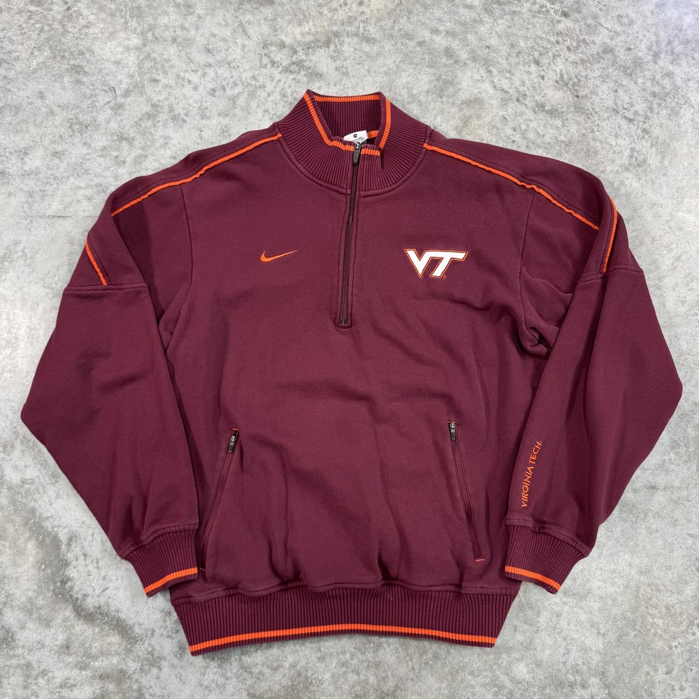 Virginia Tech Nike Pullover Mens Medium Maroon Quarter Zip Embroidered VT NCAA