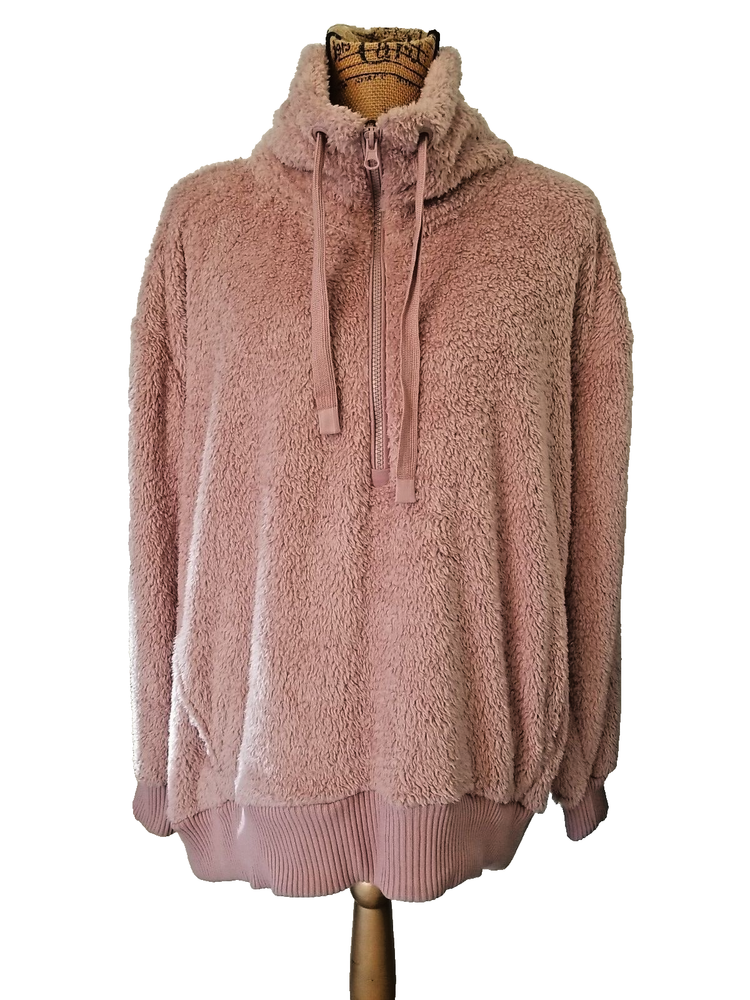 Cozy Sherpa Plush Pullover Womens XL Mauve Long Sleeve Soft EUC-image