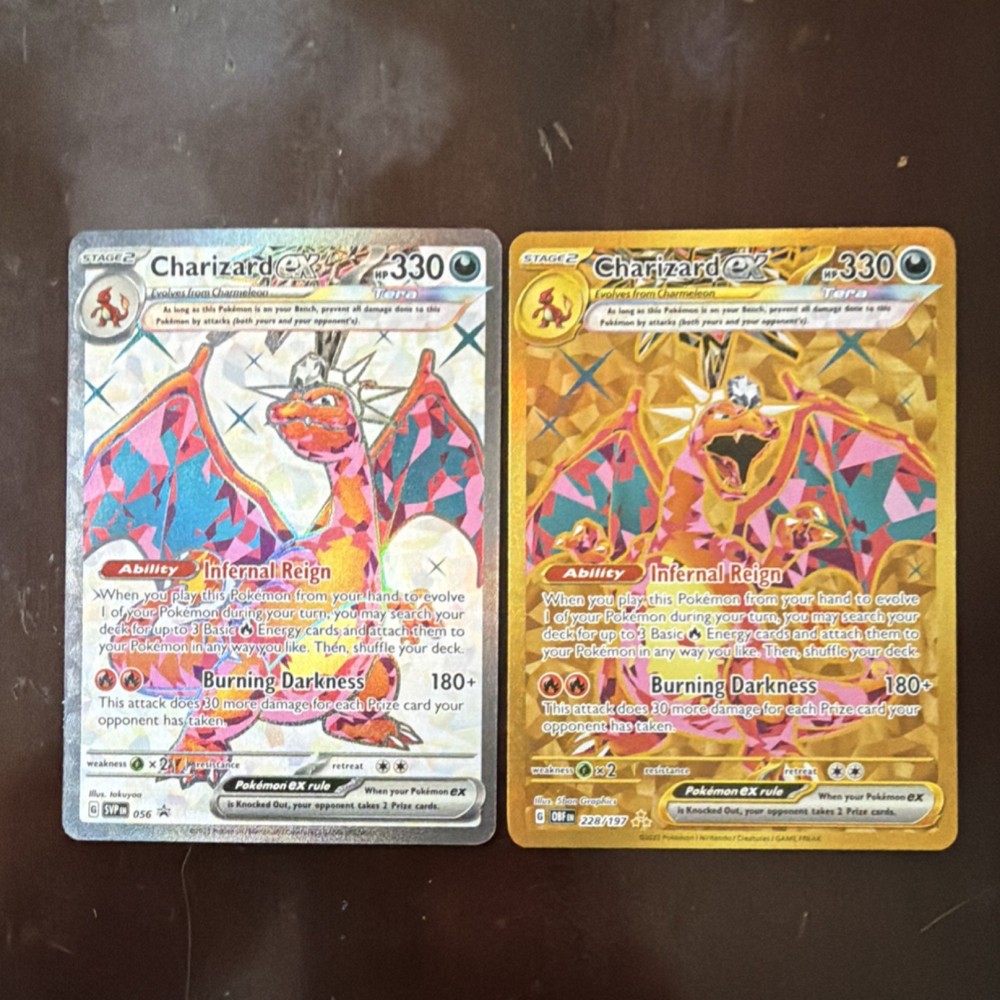 Pokémon Charizard ex SVP Black Star Promo & Paldean Fates Gold Rare Holo Lot
