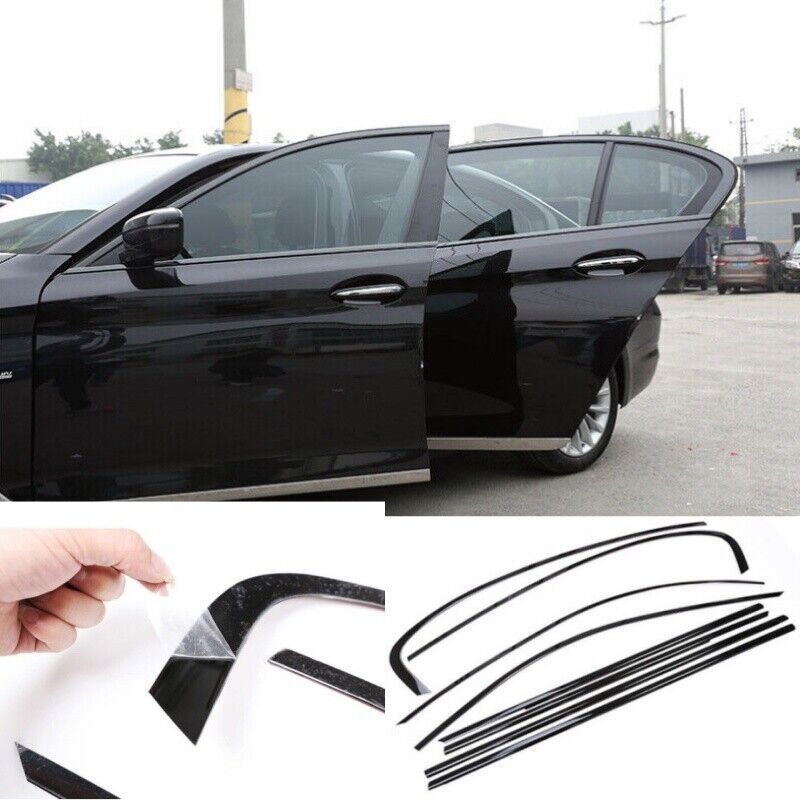 Black Steel For BMW 5 Series 18-23 Window Molding Frame Strips Trim Cover 8p A
