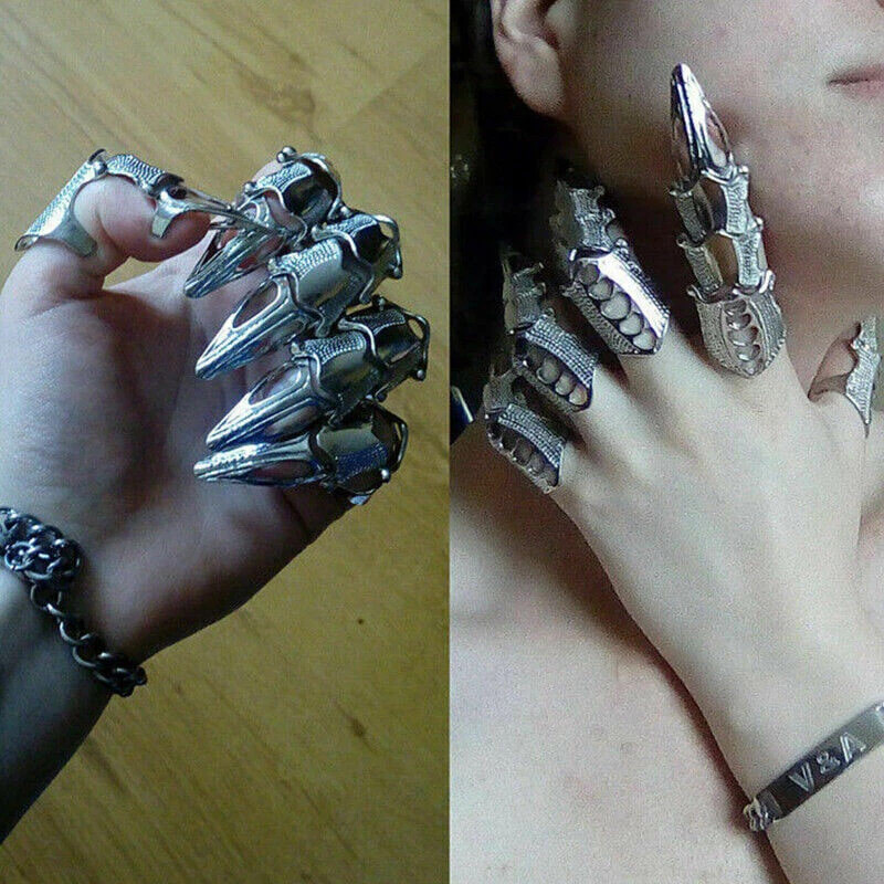 Full Finger Ring Claw Skull Gothic Armor Punk Knight Jewelry Сarnival