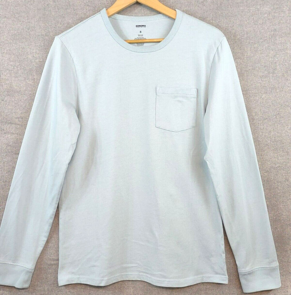 Sonoma Top Womens Small Cotton Long Sleeve Pocket Crew