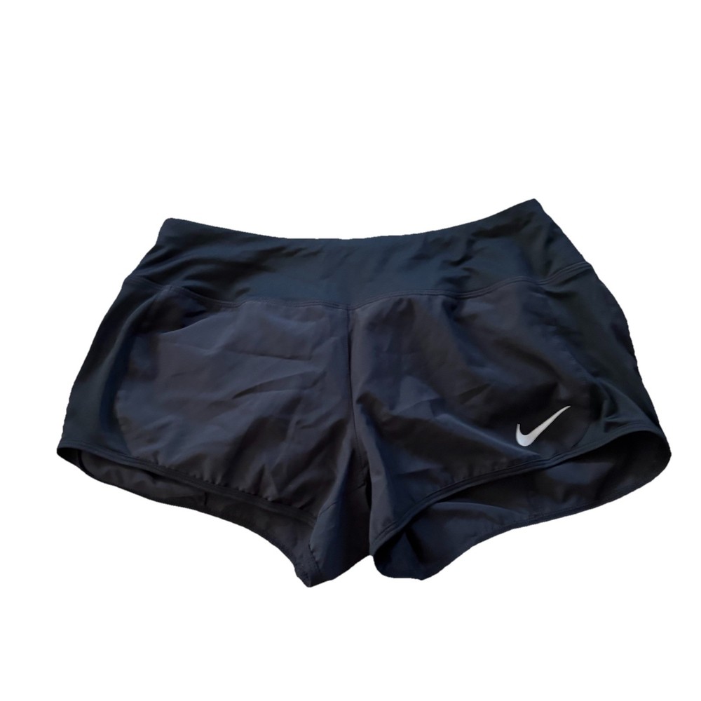 Nike Women's Medium Dri-Fit Black Running Athletic Shorts Built In Brief