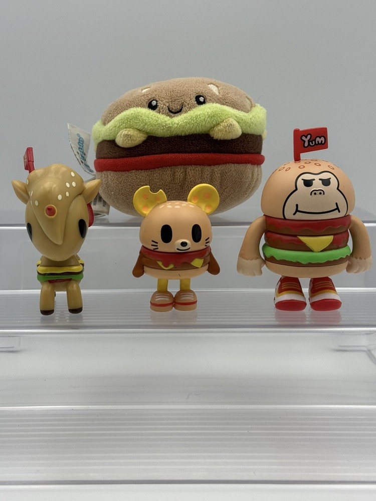Tokidoki Fast Food Besties- Lil Burger, Mermicorn & Squishable Plush Lot Of 4