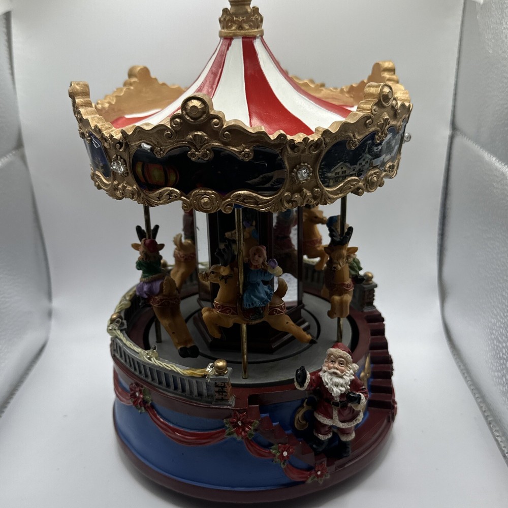 Traditional Christmas Carousel Decoration 10” Tall - No Lights Or Sounds Work