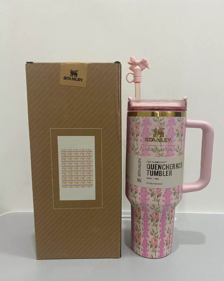 Stanley x Love Shack Fancy 40oz Rosettes Pink Quencher Tumbler New