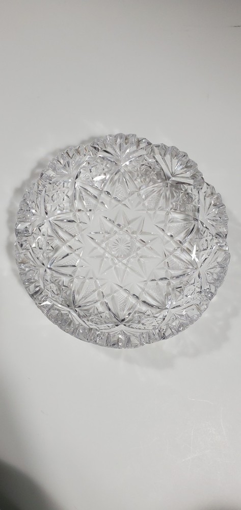 Vintage Heavy Lead Crystal Cut Glass Candy Dish with Sparkle