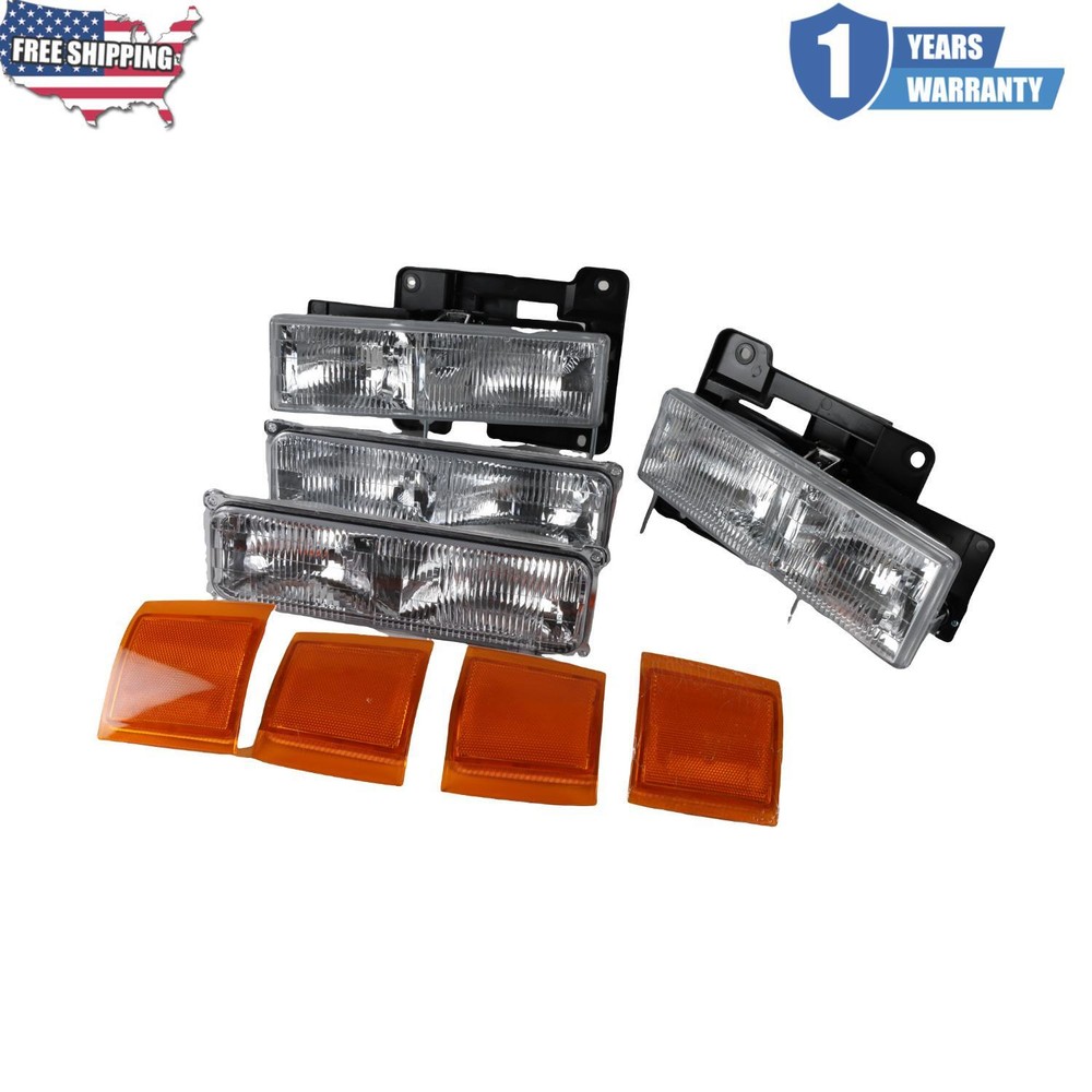 2x Glass Lens Headlights Headlamps Set for Chevy/GMC C10 C/K 1988-1998 GM2503101