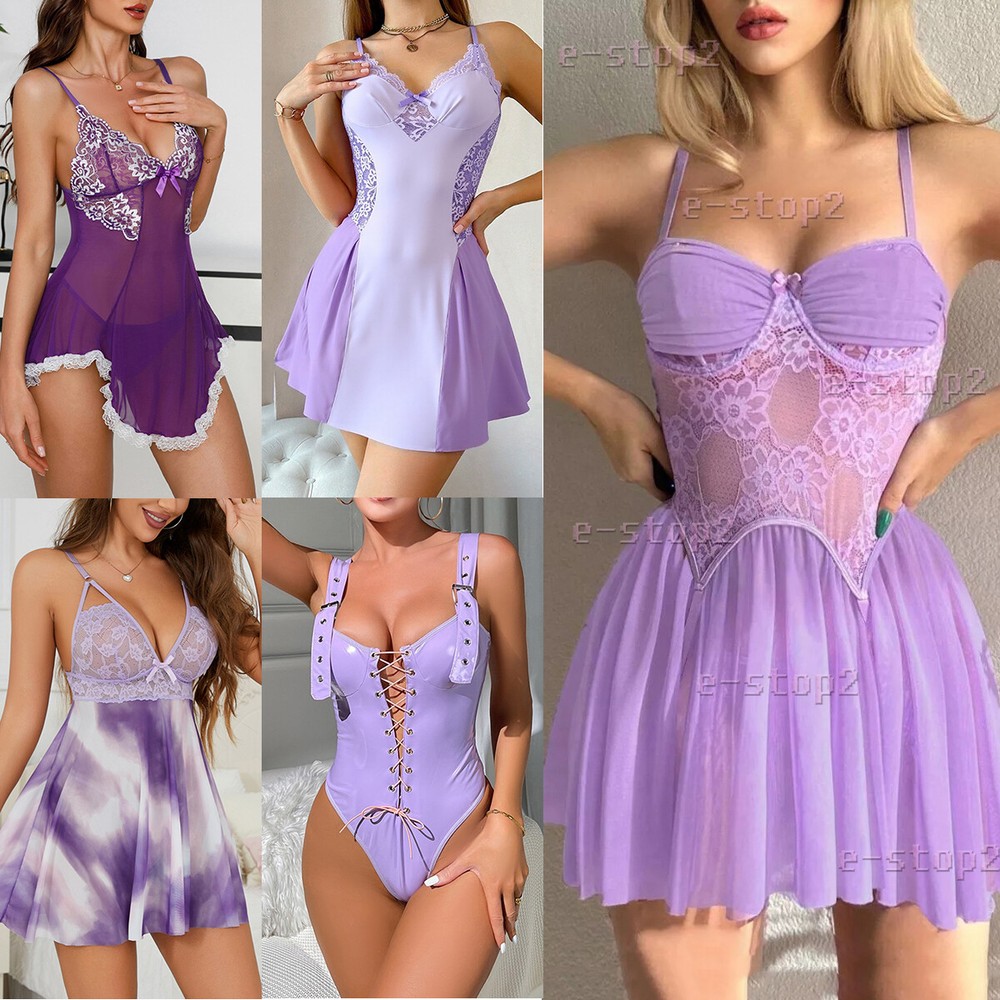 Women's Sexy Lace Babydoll Chemise Nightwear Sheer Sleepdress Lingerie