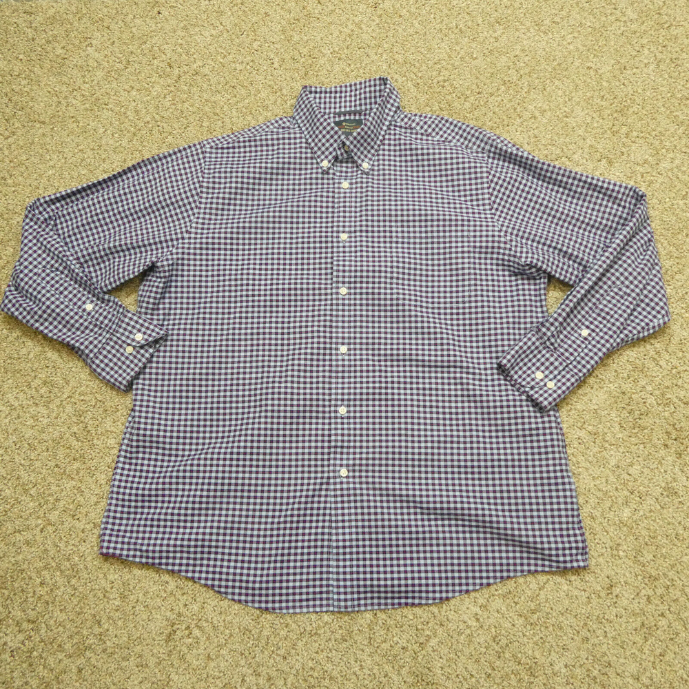 Members Mark Blue Red Plaid Stretch Oxford Long Sleeve Button Up Shirt for Men Size XL-image