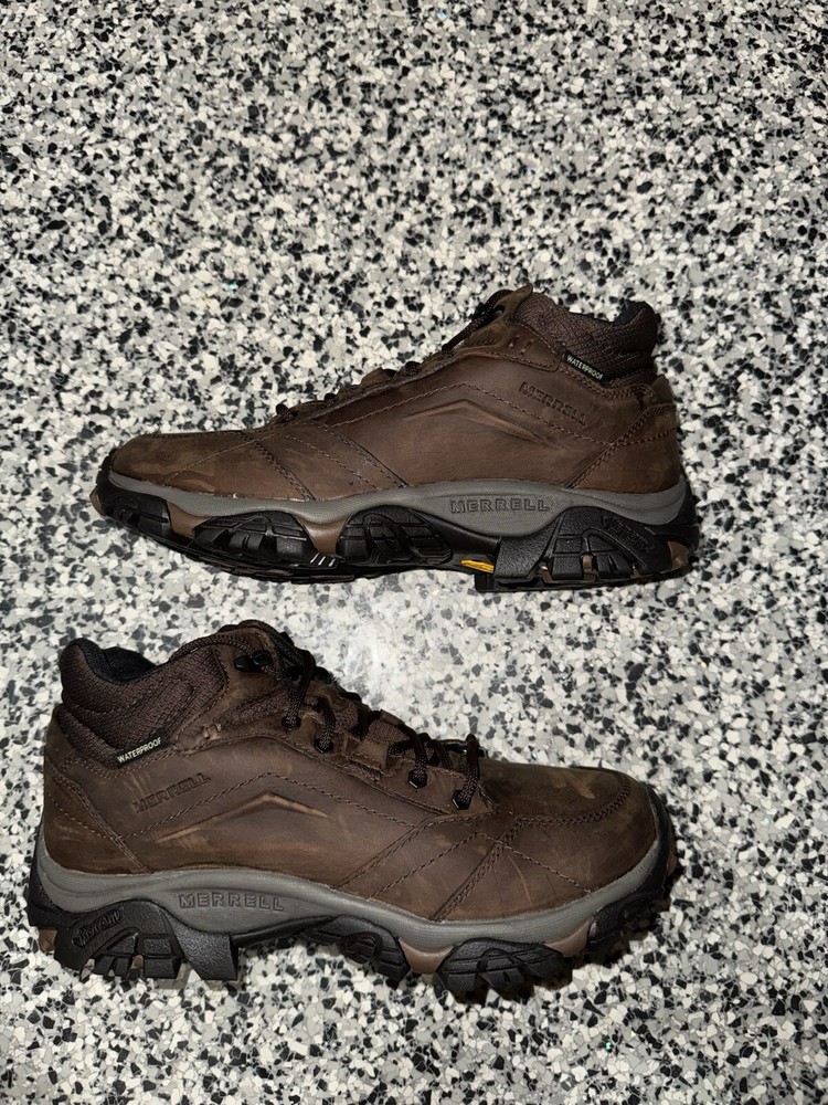 Merrell Moab Adventure Mid Waterproof Hiking Boots Dark Earth Brown Sz 9.5-14