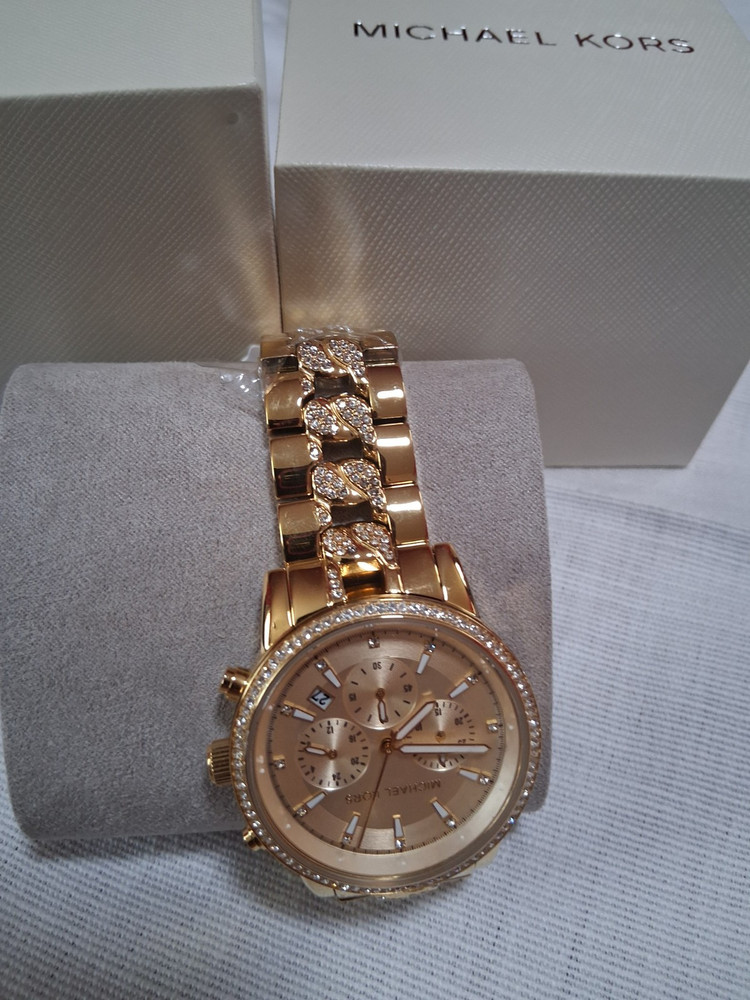 Michael Kors Women's Chronograph Quartz Gold Bracelet Gemmed Analog w/ Box