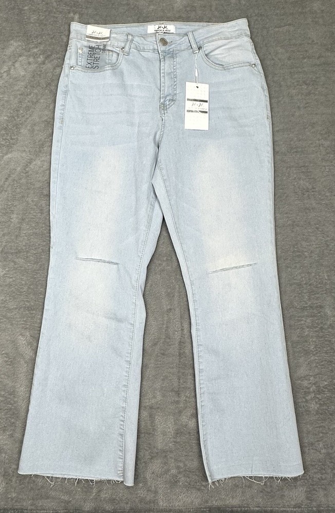 NEW Harmony & Havoc Jeans Womens 6 (30x25) Blue Cropped Extreme Stretch Raw Hem
