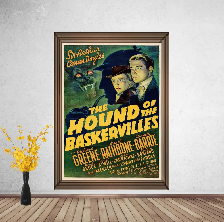 The Hound of the Baskervilles (1939) Classic Movie Poster, Home Decor, Vintage