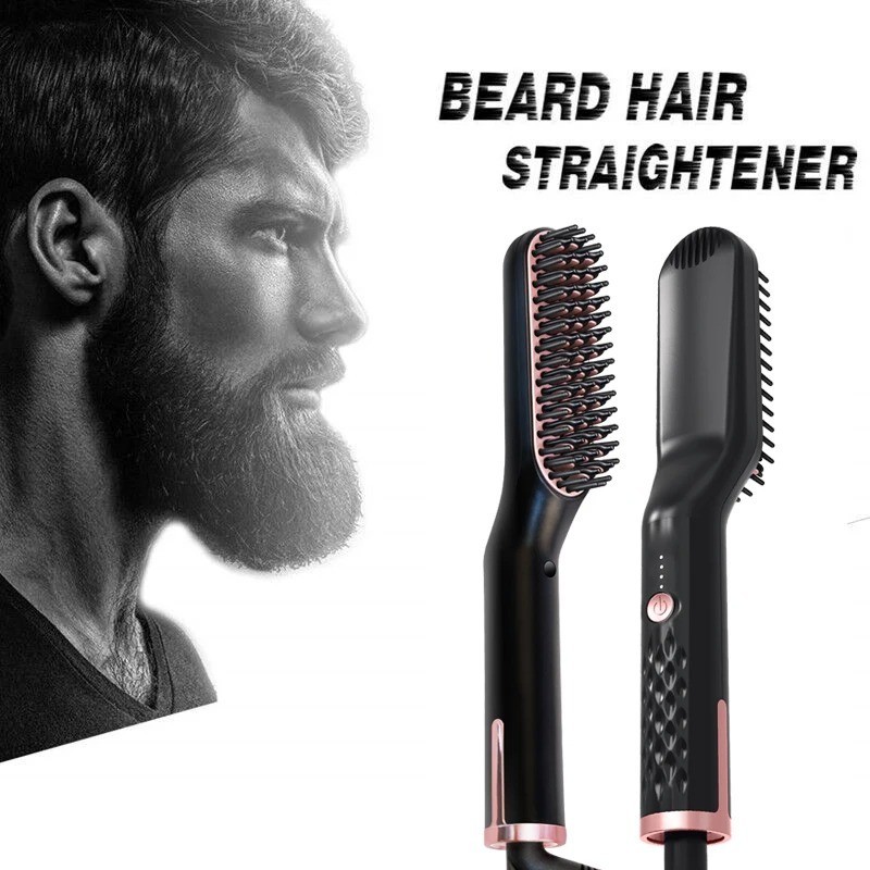 UKLISS Hot Comb Electric Hair Straightener Brush for Men Beard Wet & Dry Use