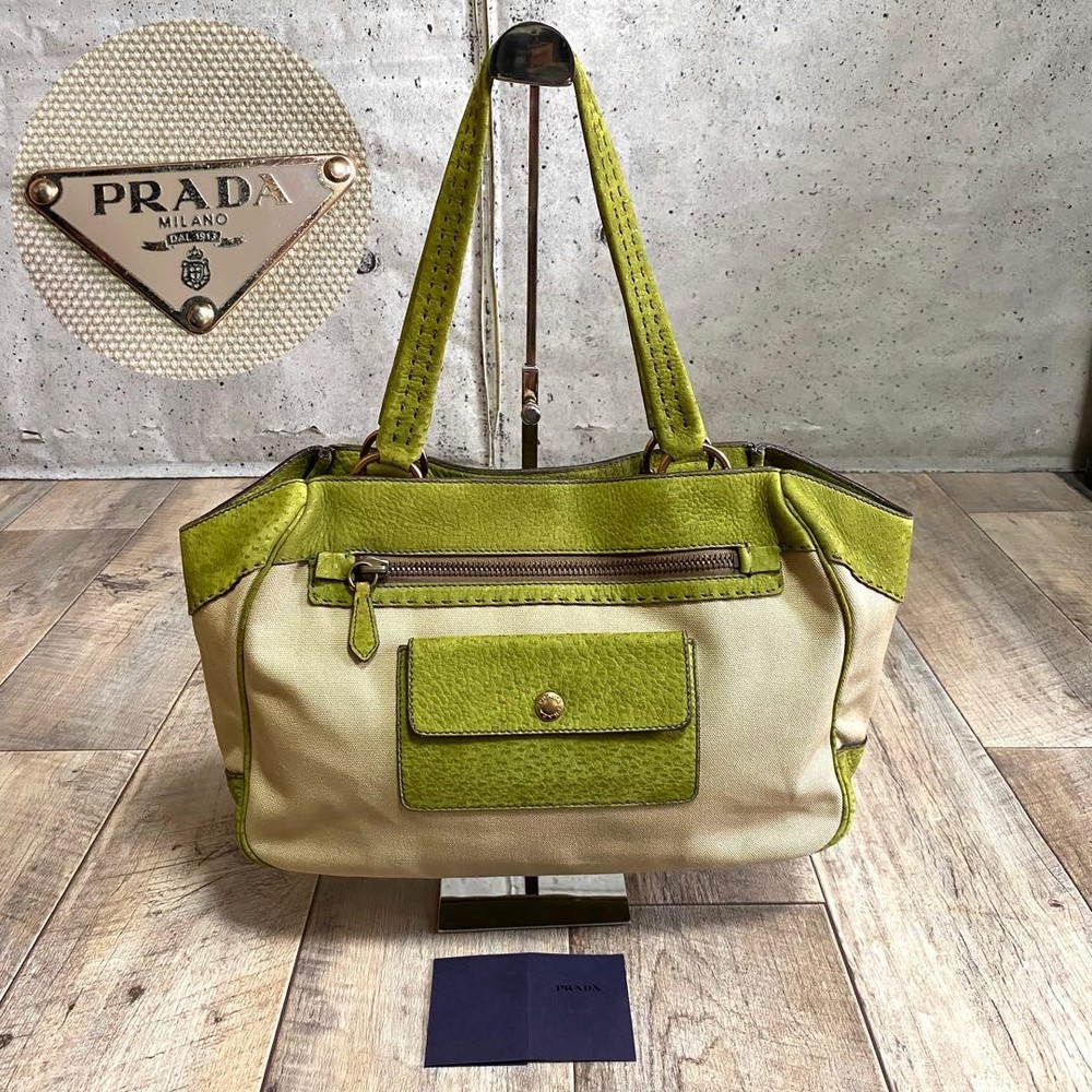 Prada Mini Leather Triangle Logo Tote Handbag Preowned