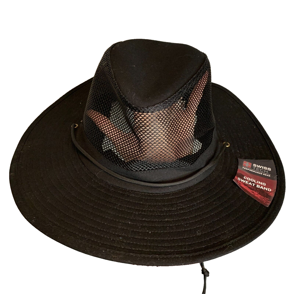 Swiss Tech Unisex Cooling Sweatband Mesh Vent Sun Protection Wide Adjustable Hat
