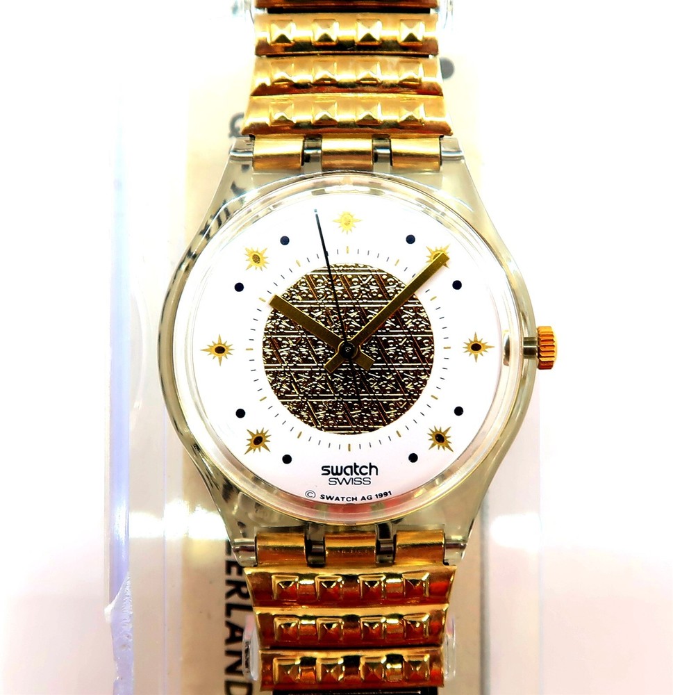 1992 Swatch Golden Waltz GK142/143 Gents Watch NOS with Case & Papers