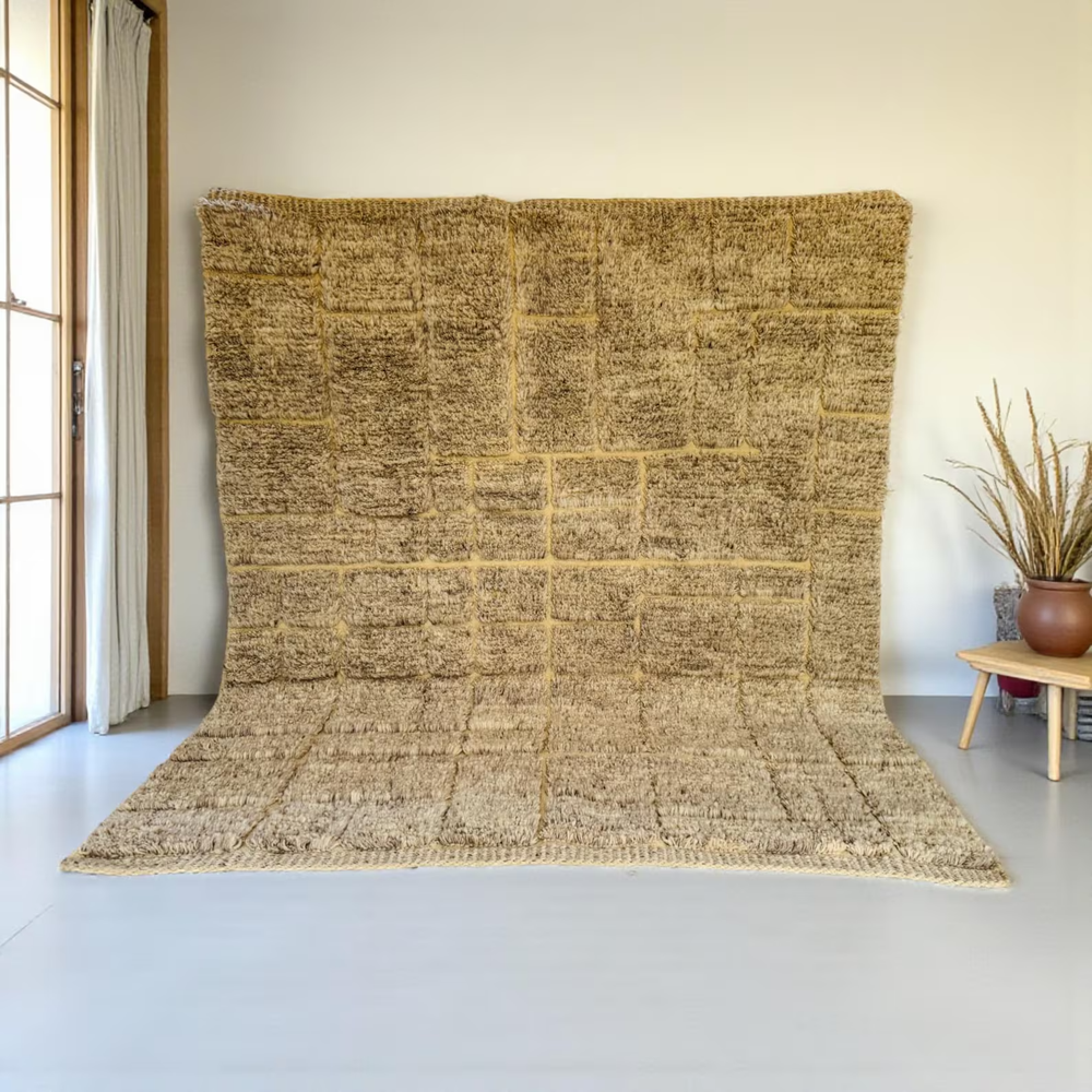 Hand Knotted Moroccan Berber Beni Ourain Wool Rug Handmade Design Carpet Rug