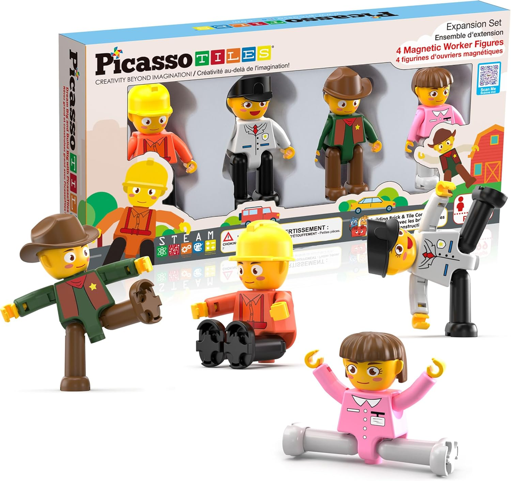 Magnetic 4Pc Profession Character Action Figures Toddler Toy Set M