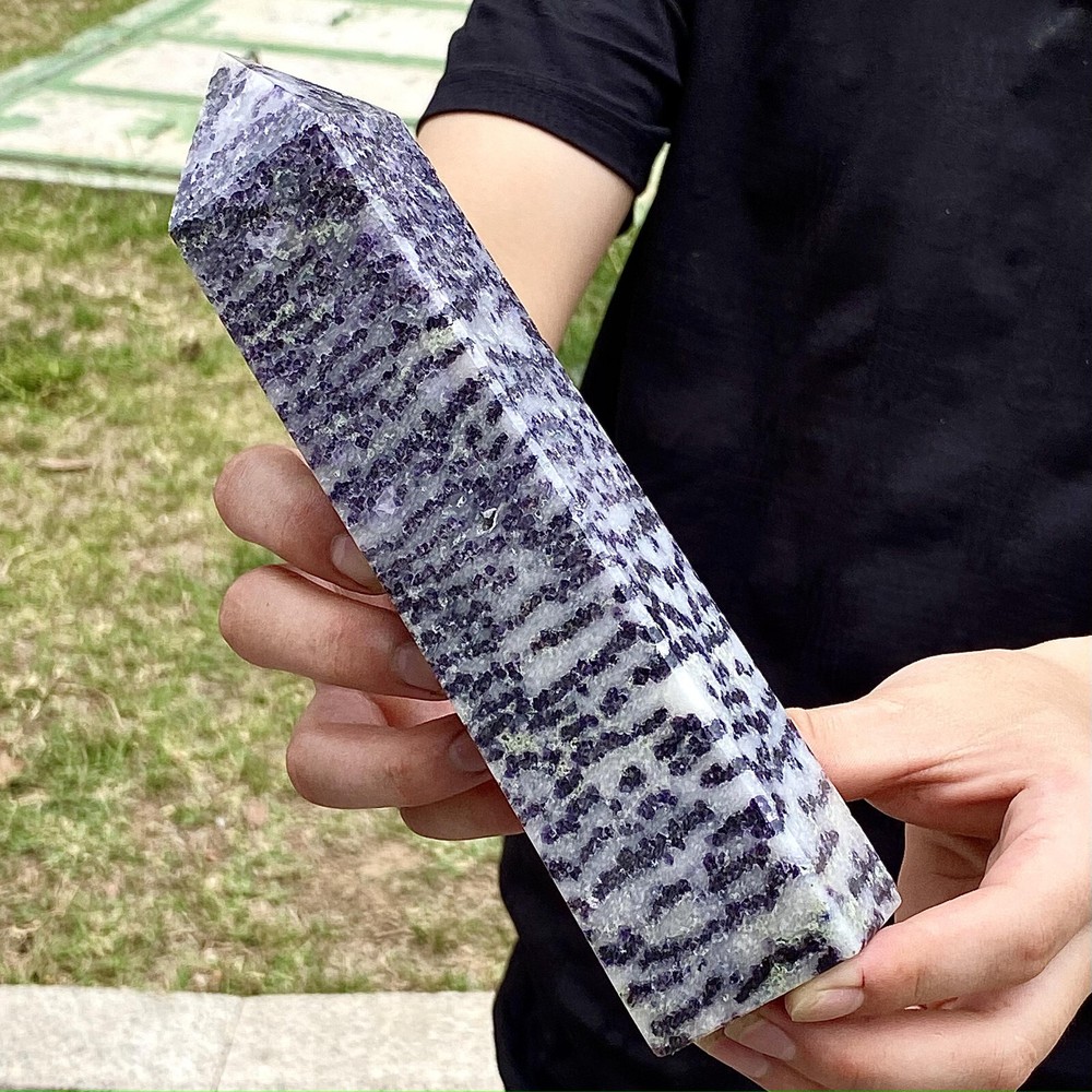 2.22LB Natural Zebra Stone Crystal Quartz Obelisk Energy Column