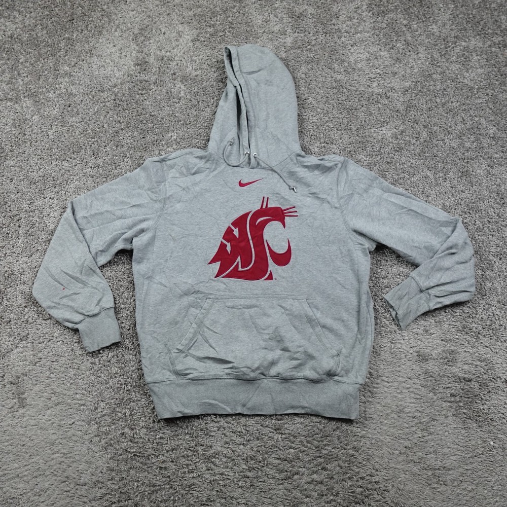 Washington Cougars Hoodie Mens Large NCAA Gray Logo Pullover Center Swoosh