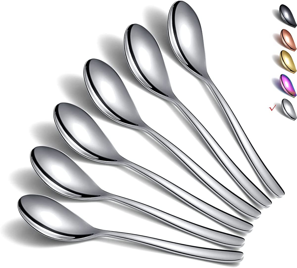 Teaspoons, 6 Piece Spoons Silverware, Stainless Steel Small Spoons, Tea Spoons